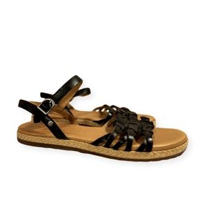 UGG Size 6 Larisa Sandals Black Leather Womens
